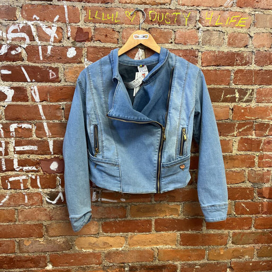 Vintage Rakket Denim Moto Style Jacket Size Small Ladies