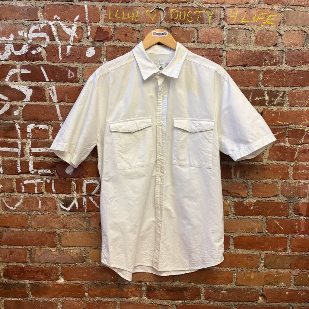 Vintage Calvin Klein Short Sleeve Button Down Size M Mens