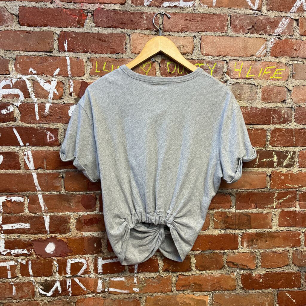 Alexander Wang Scrunch Tee Top Grey Size Large Ladies