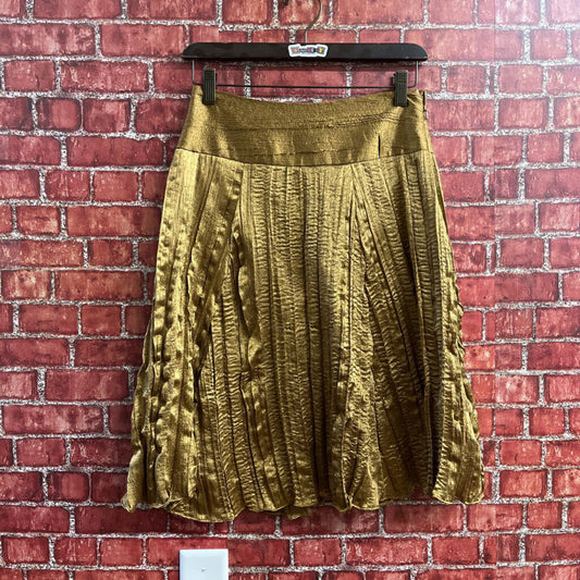 NWT Grace Elements Gold Ruffle Midi Skirt Size 2