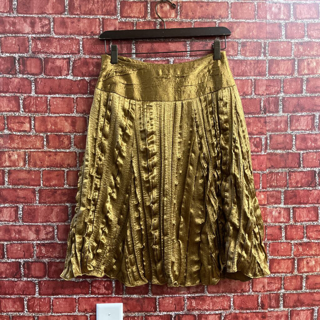 NWT Grace Elements Gold Ruffle Midi Skirt Size 2