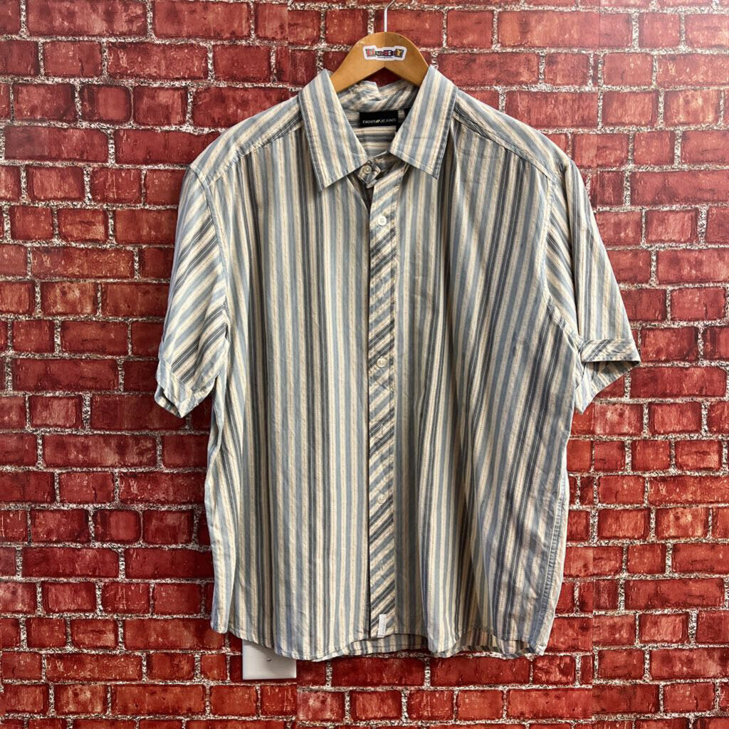 DKNY Striped Short Sleeve Button Up Size XL Mens