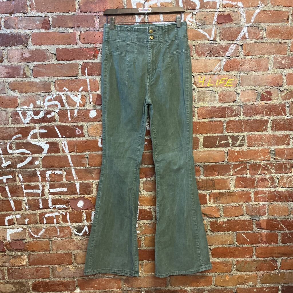 Free People Corduroy Flare Pants Green Size 29 Ladies