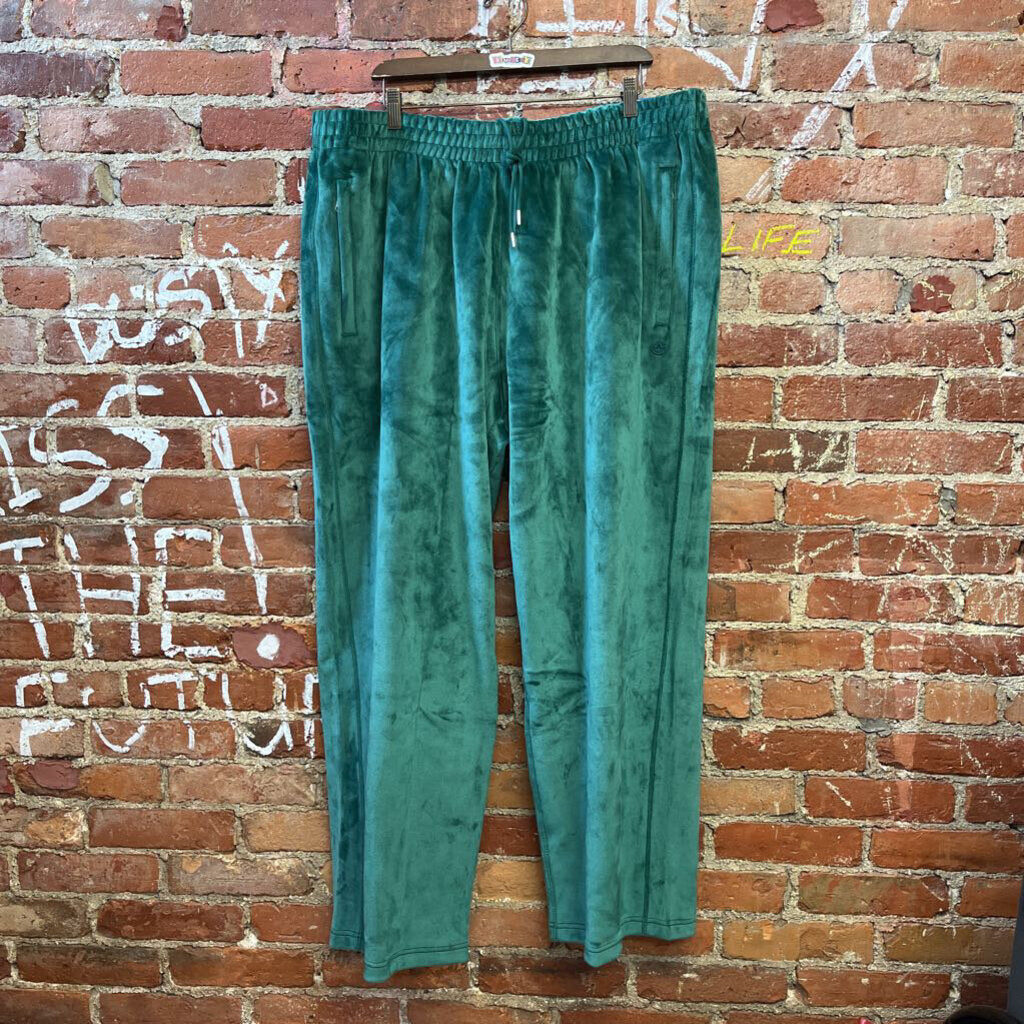 NWT Adidas Track Pants Green Velour Size 2XL Mens