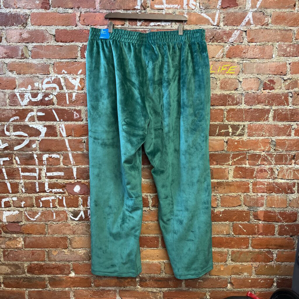 NWT Adidas Track Pants Green Velour Size 2XL Mens