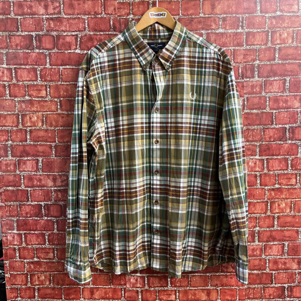 Fred Perry Plaid Button Down Size 2XL Mens