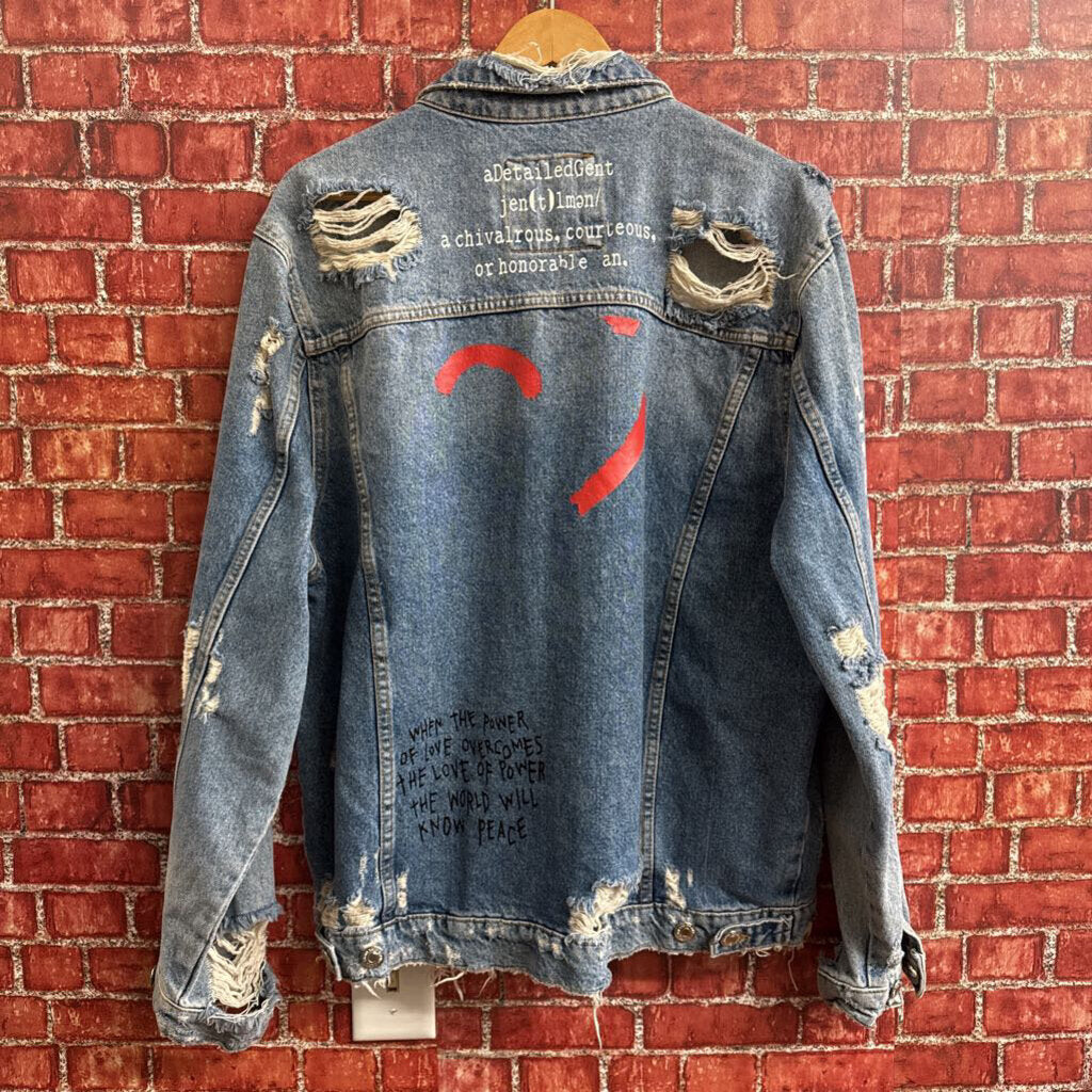 A Detailed Gent Blue Custom Made Denim Jacket Size XL