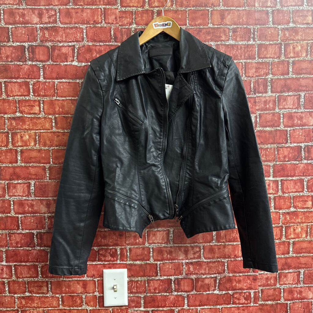 BLANK NYC Black Leather Jacket Ladies Size M