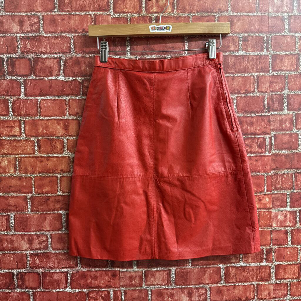 Avon Red Leather Skirt Ladies Size 24