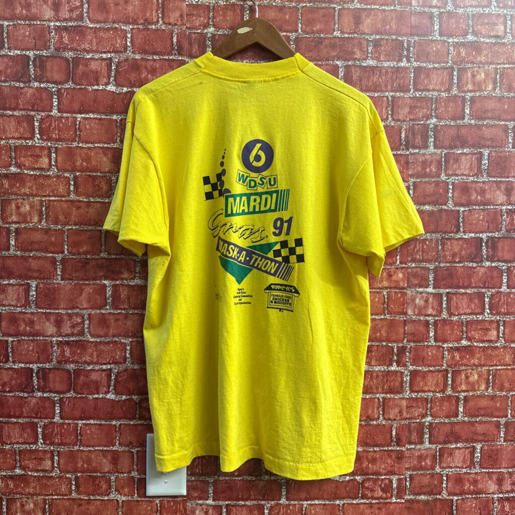 Vintage Mardi Gras 91 Yellow Graphic Tee Size XL