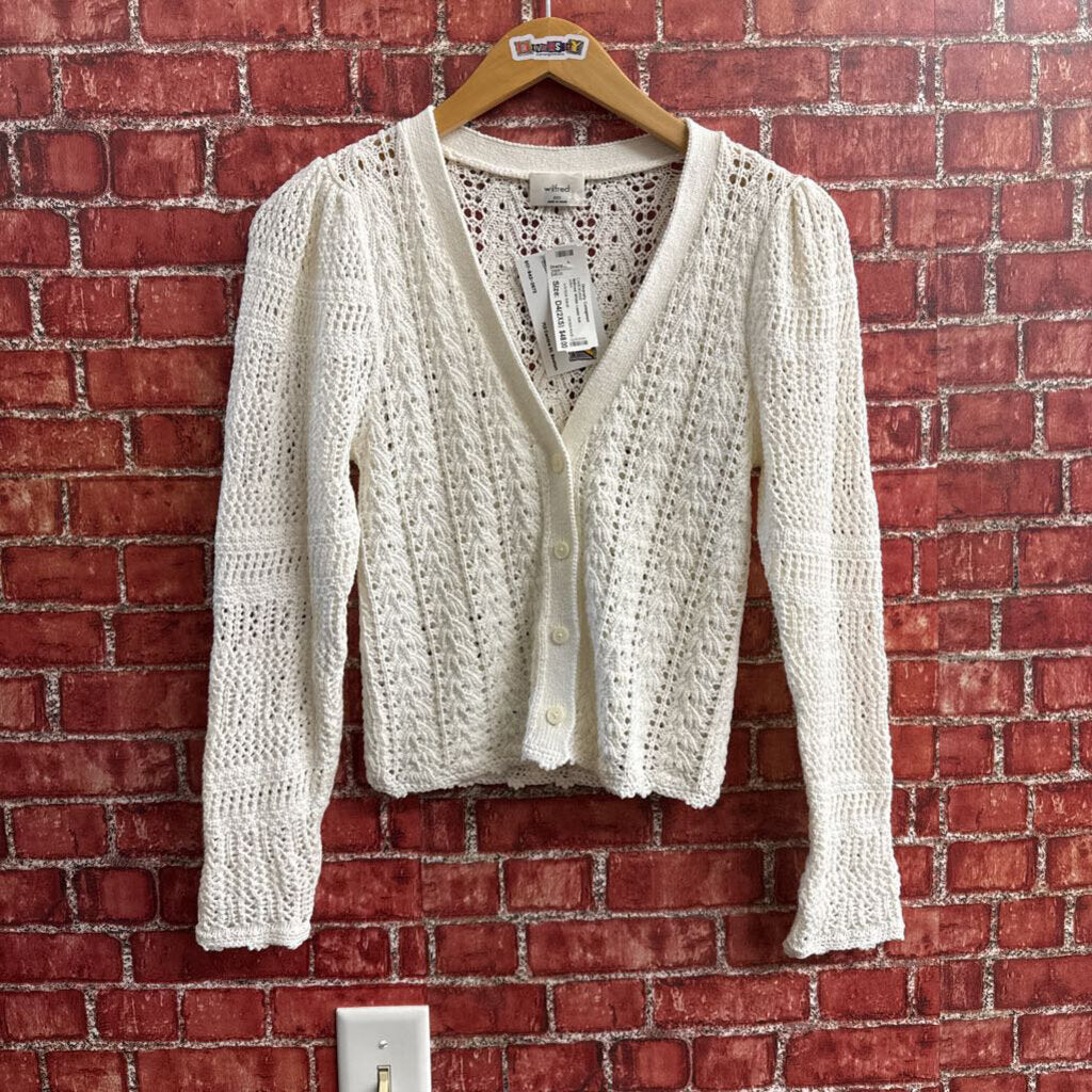 Wilfred White Loose Knit Cardigan Size D4(2XS)