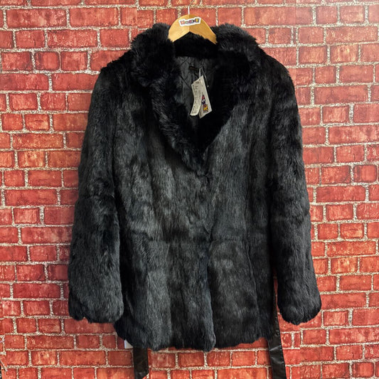Vintage Black Rabbit Fur Jacket Ladies Size S