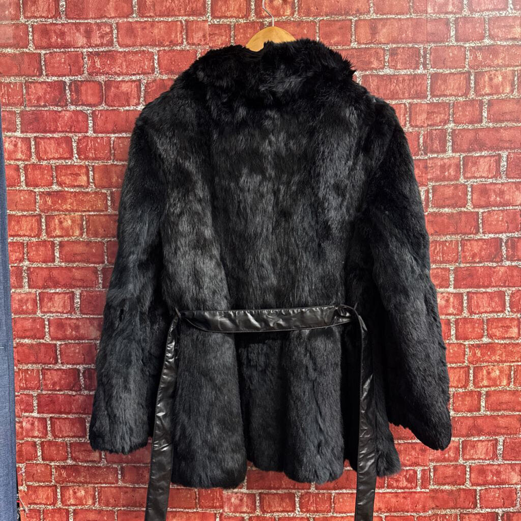 Vintage Black Rabbit Fur Jacket Ladies Size S