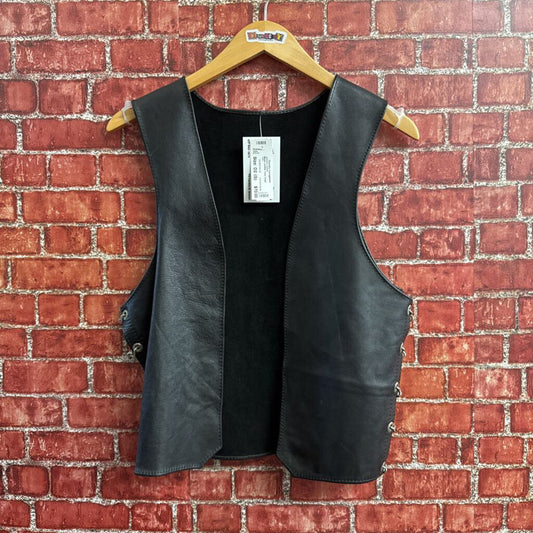 Black Leather Vest Chain Details