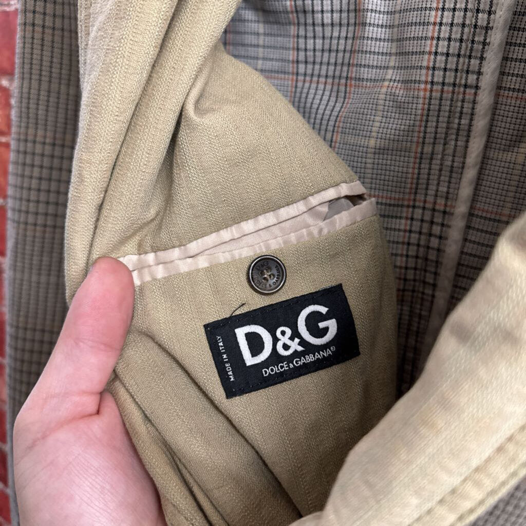 Dolce & Gabbana Grey Plaid Blazer Jacket Men’s Size M