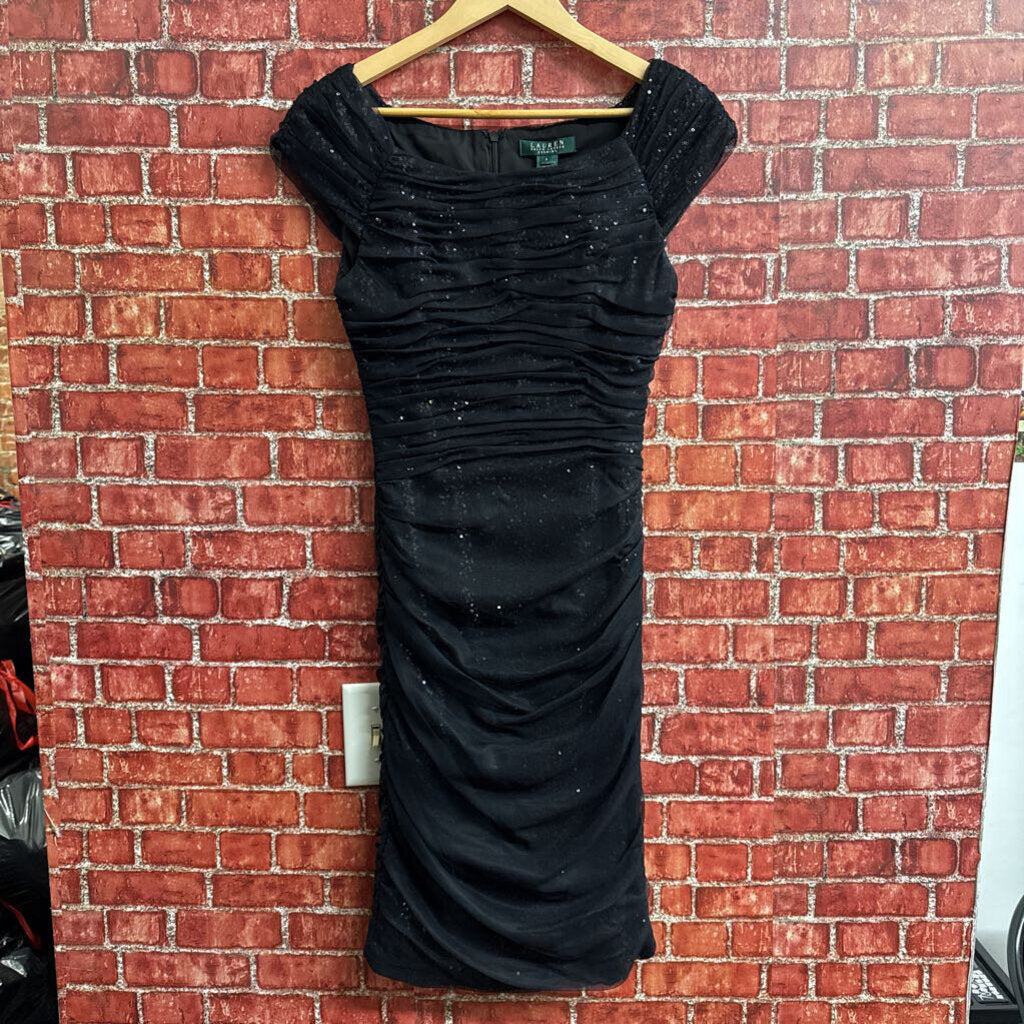 Lauren RL Black Sequin Mini Dress Size 6