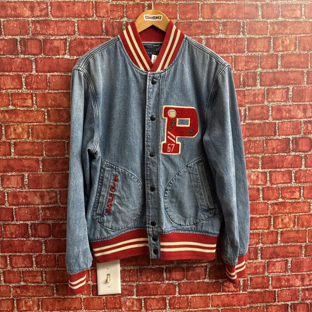 Polo Ralph Lauren Denim Varsity Jacket Men’s Size M
