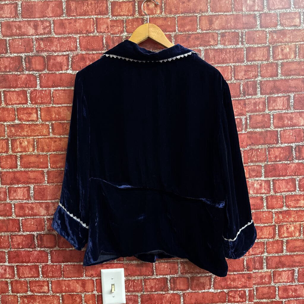 Lelasilk Velour Jacket Blue Ladies Size D5