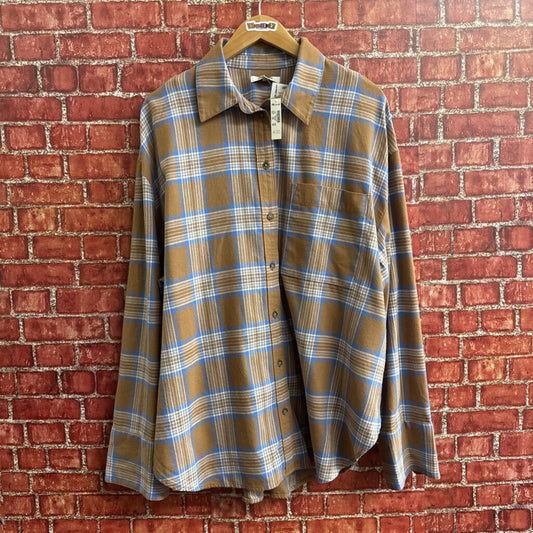 NWT Madewell Brown Plaid Flannel Shirt Ladies Size 2XL