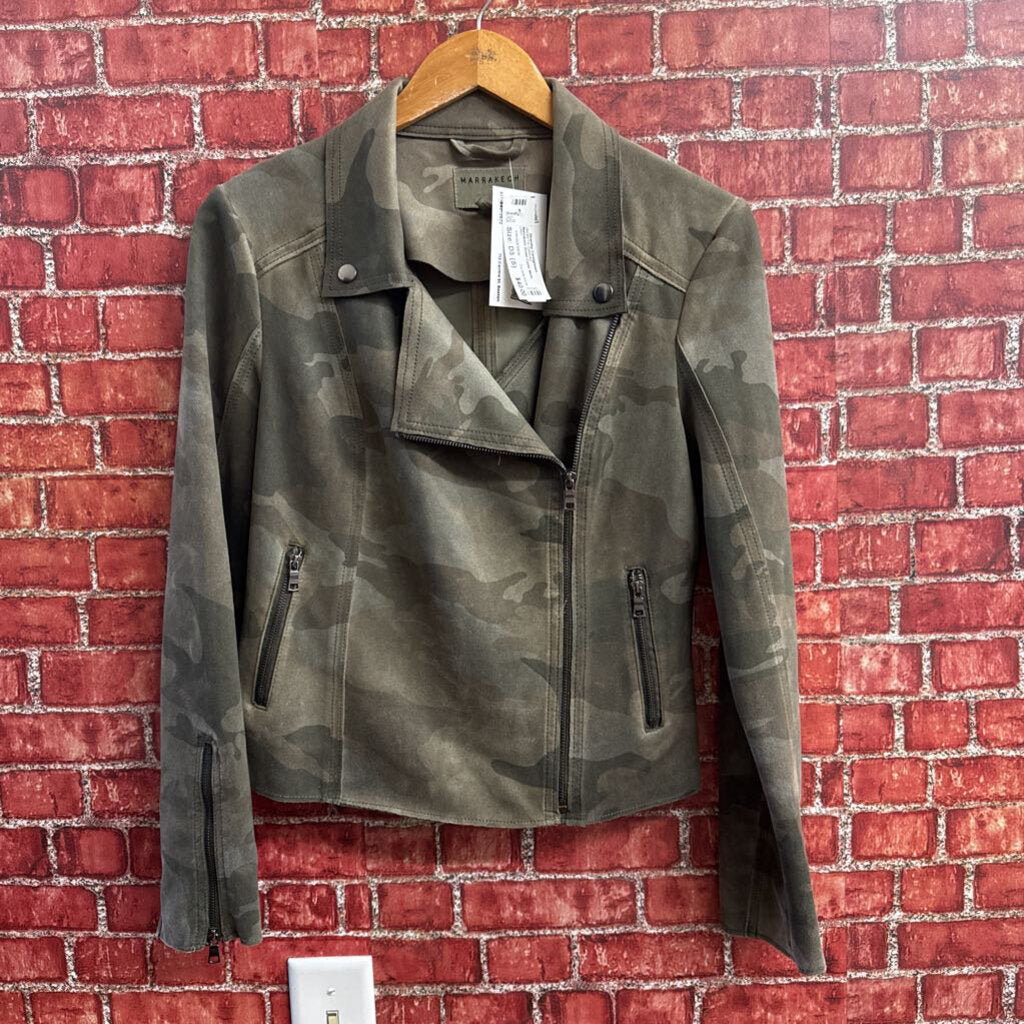 Marrakech Green Camo Moto Style Jacket Ladies Size S