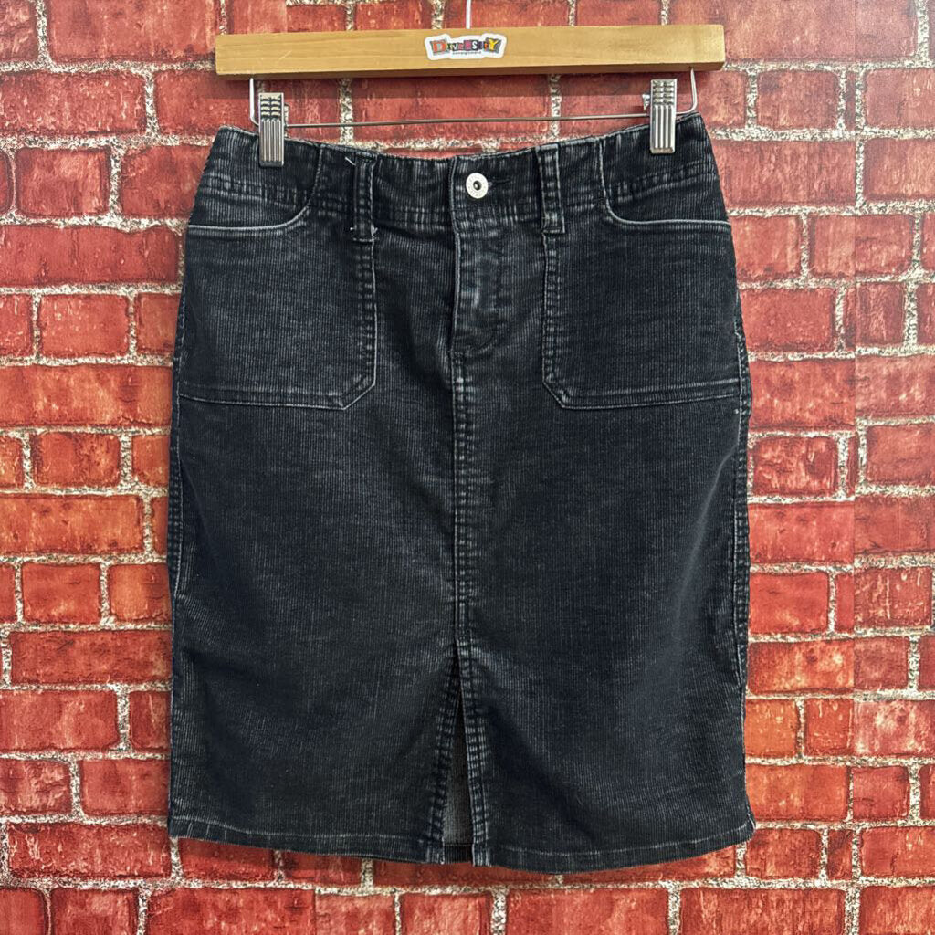 Y2K Express Black Faded Corduroy Mini Skirt Size 28