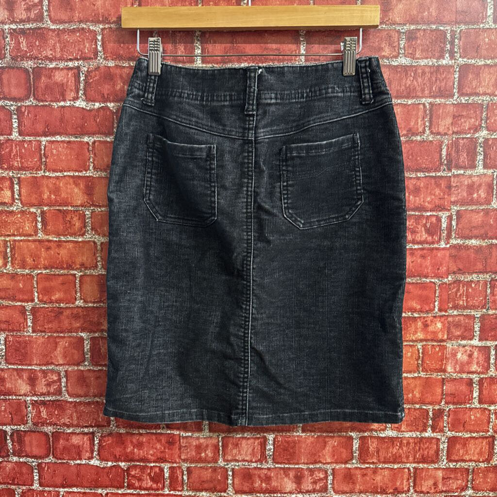 Y2K Express Black Faded Corduroy Mini Skirt Size 28