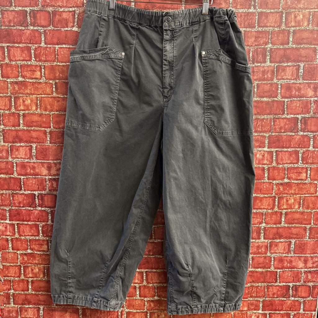 Anthropologie Pant Crop Big Pockets Grey Ladies Size XL