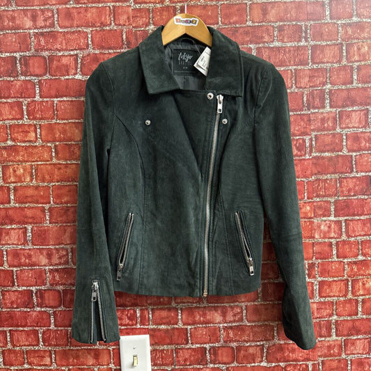 Tokyo Darling Suede Moto Jacket Dark Green Ladies Size M