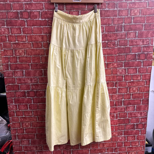 Staud Yellow Tiered Maxi Skirt Size S