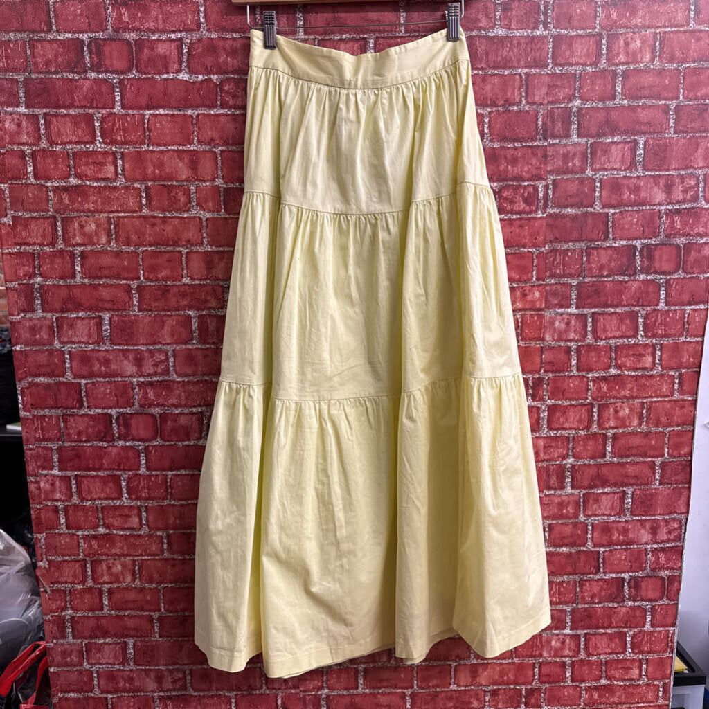 Staud Yellow Tiered Maxi Skirt Size S