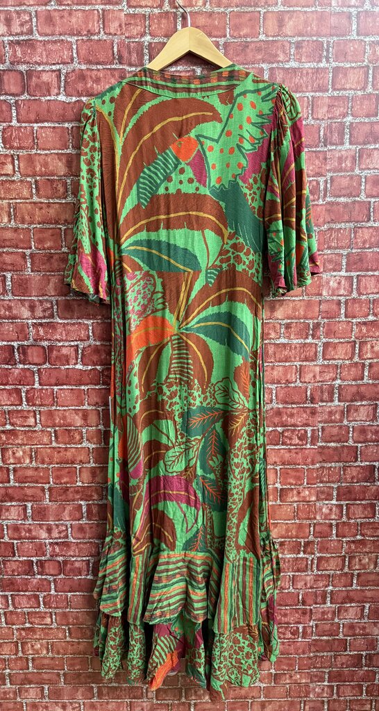 Farm Rio Green & Red Floral Maxi Dress Size S