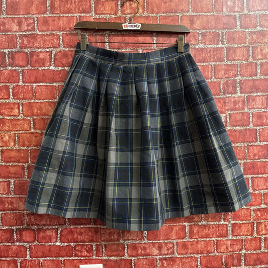 Vintage Flynn Ohara Blue Plaid Mini Skirt Size 27