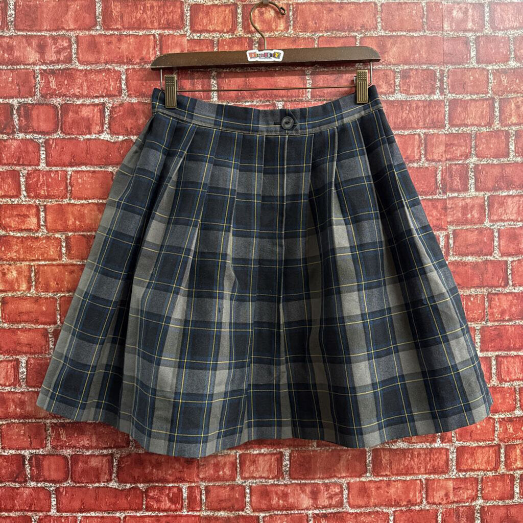Vintage Flynn Ohara Blue Plaid Mini Skirt Size 27