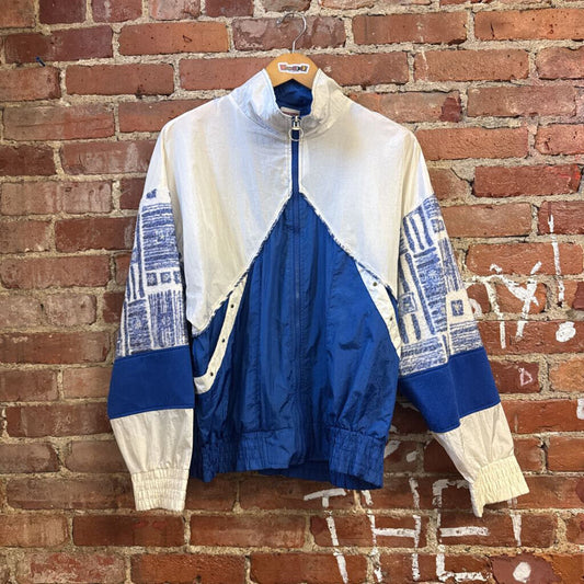 Athletic Works VTG Windbreaker Zip Flannel Sleeve Blue/White Size S
