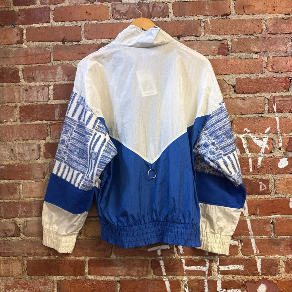 Athletic Works VTG Windbreaker Zip Flannel Sleeve Blue/White Size S