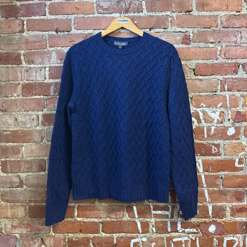 Brooks Brothers Lambswool Blue Sweater Cable Knit Size M