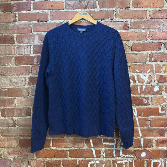 Brooks Brothers Lambswool Blue Sweater Cable Knit Size M