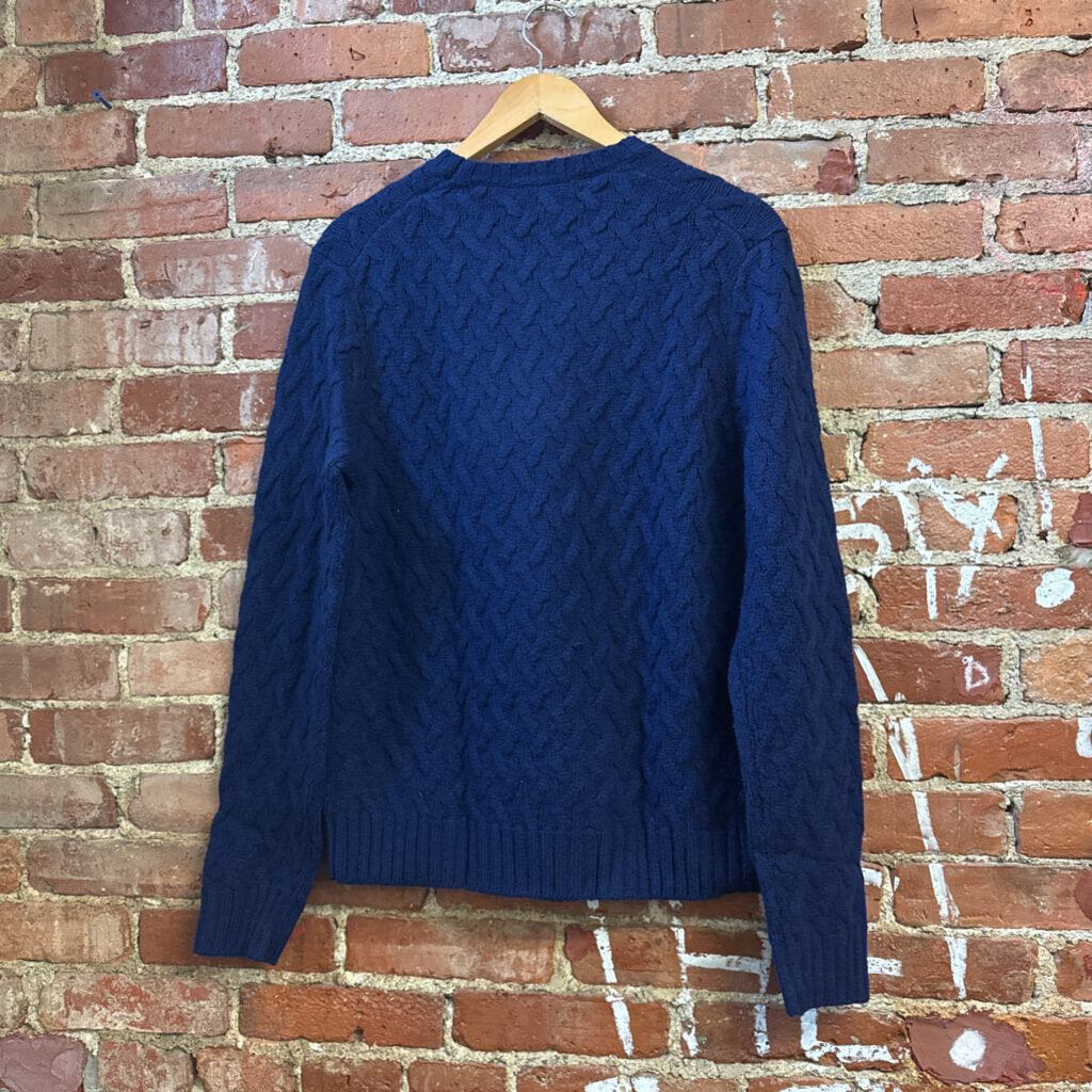 Brooks Brothers Lambswool Blue Sweater Cable Knit Size M