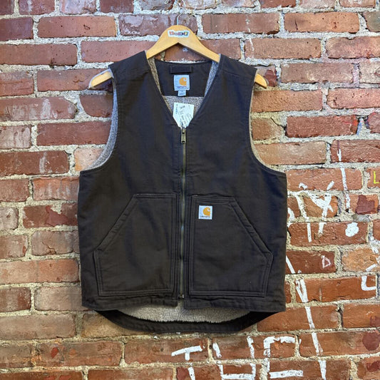 Vintage Carhartt Brown Sherpa Lined Work Vest Men's Size S