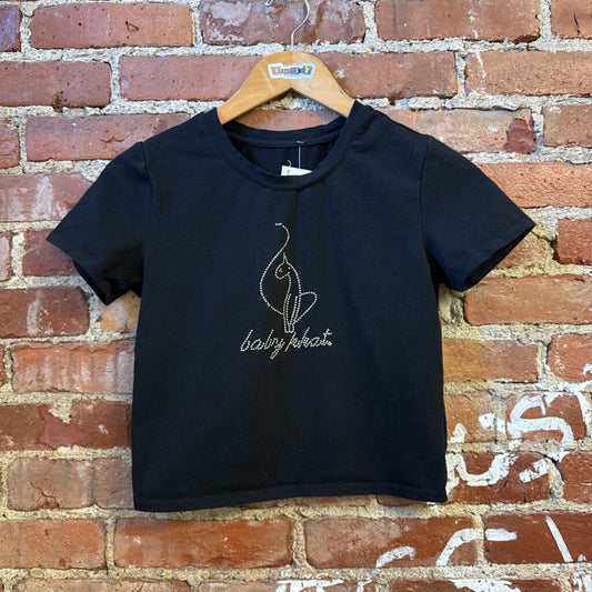 Baby Phat Black Beaded Tee Top Ladies Size S