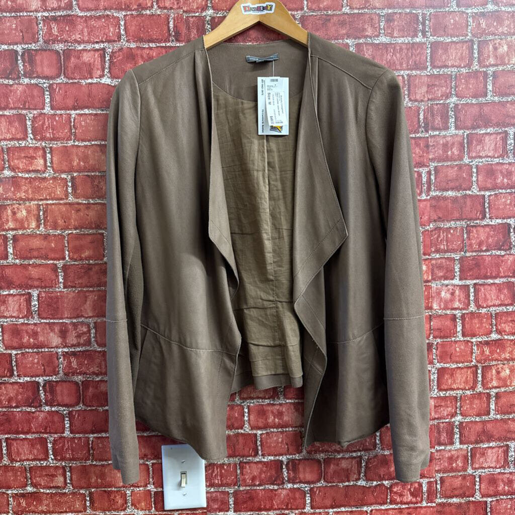 Vince Leather Jacket Brown Ladies Size D3(M)
