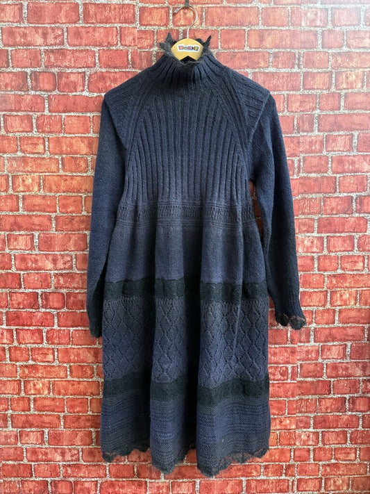 Jean Paul Gaultier VTG Sweater Dress Midi Purple/Black Size M