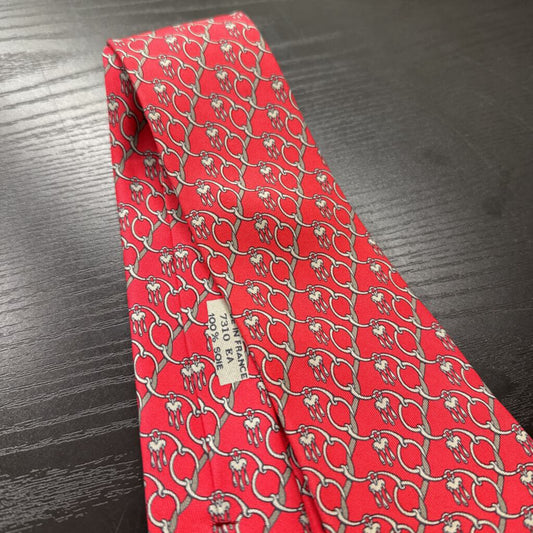 Hermes Silk Printed Tie 7310 EA Red