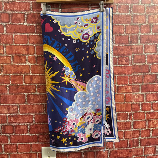 Liberty All You Need is Love Silk Scarf Blue