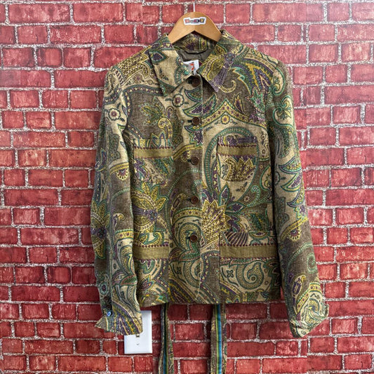 Etro Milano Green Paisley Jacket Ladies Size M
