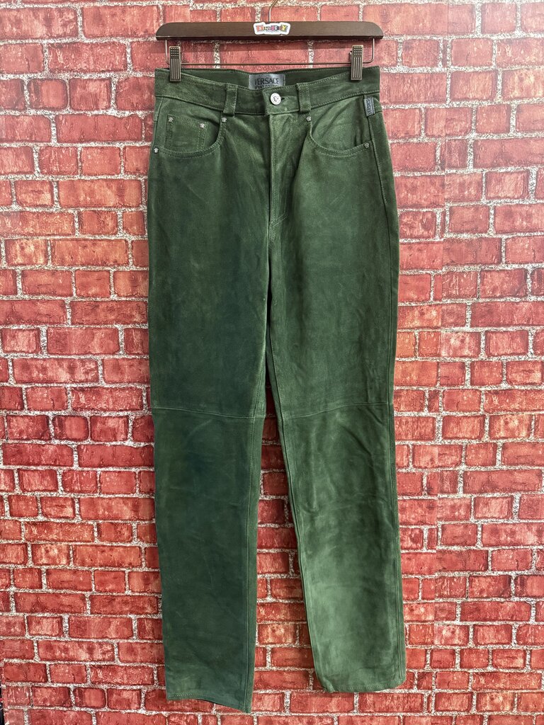 Versace Green Suede Pants Size 27
