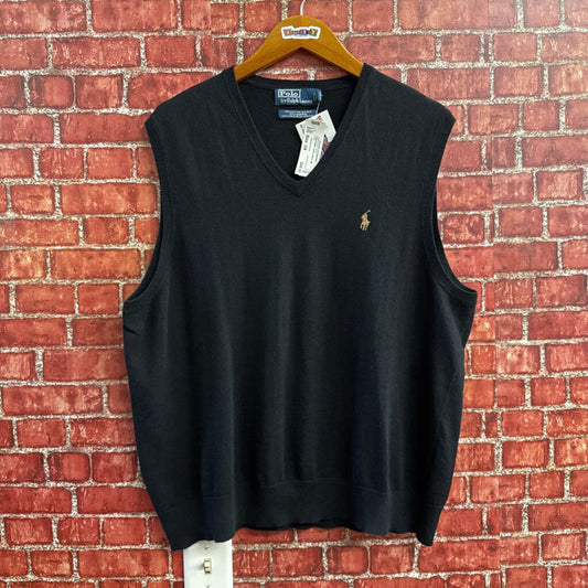 Polo Ralph Lauren Black Silk Blend Sweater Vest Men’s Size XL