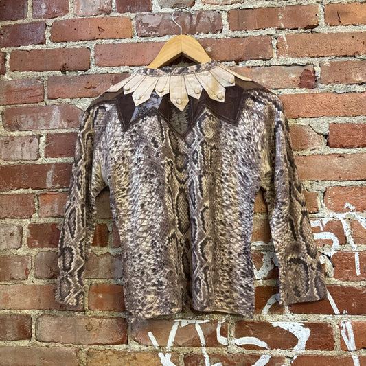 Lamb Snakeskin Sheer cutout Cardigan brown Size D1(M)