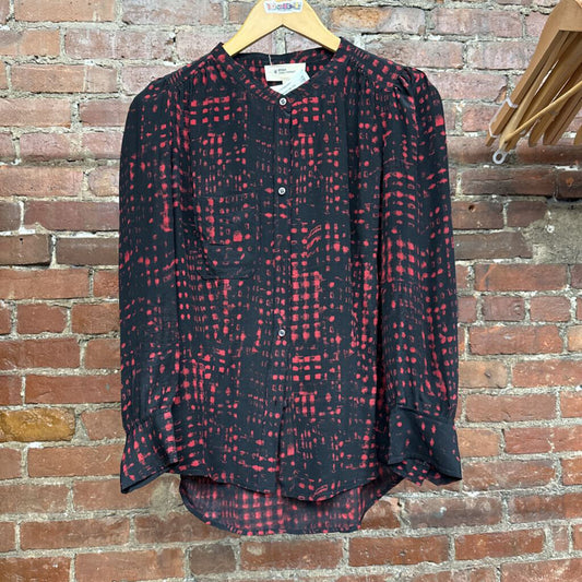 Etoile Isabel Marant Silkl Top Button Black red Size D3(2)