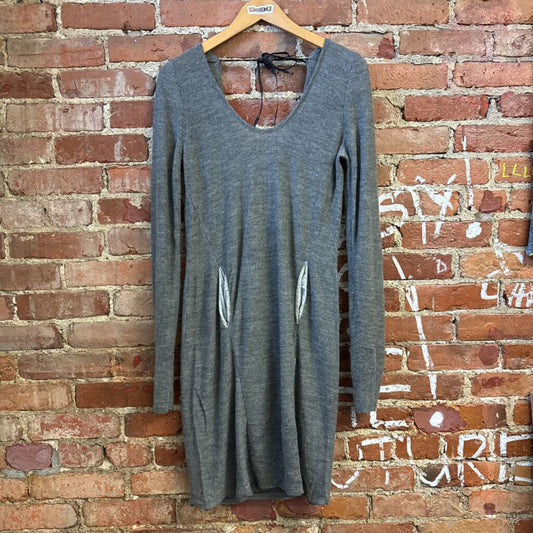 Rogan Alpaca Knit Dress Tie Back Grey Size D2(M)
